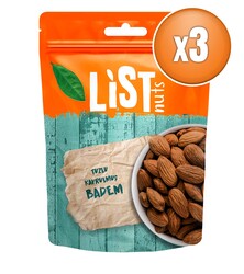 List Nuts - List Nuts Kavrulmuş Badem 3 x 140 g List Nuts - List Nuts Kavrulmuş Badem 3 x 140 g
