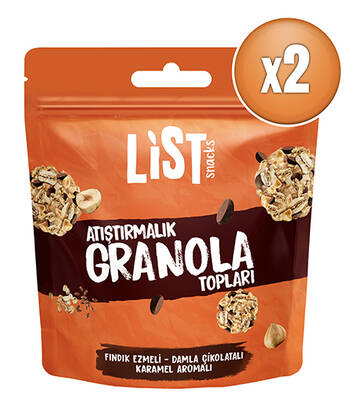 List Snacks Fındık Ezmeli Karamel Aromalı Granola Topları 2 x 30 g