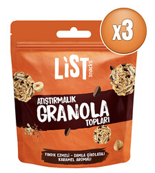 List Snacks - List Snacks Fındık Ezmeli Karamel Aromalı Granola Topları 3 x 30 g