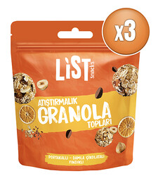 List Snacks - List Snacks Portakallı Damla Çıkolatalı Granola Topları 3 x 30 g