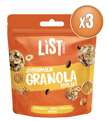 List Snacks Portakallı Damla Çıkolatalı Granola Topları 3 x 30 g